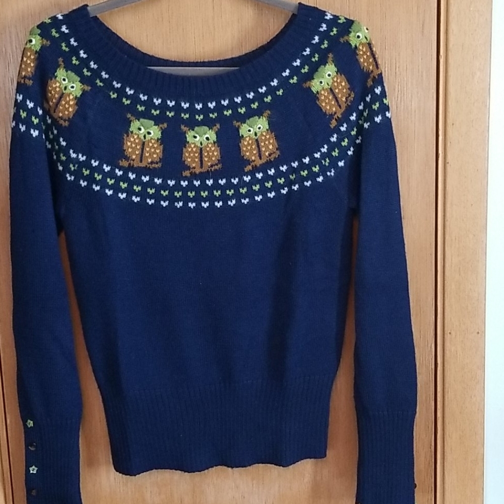 Urban Outfitters Lux Blue Owl Sweater sz M